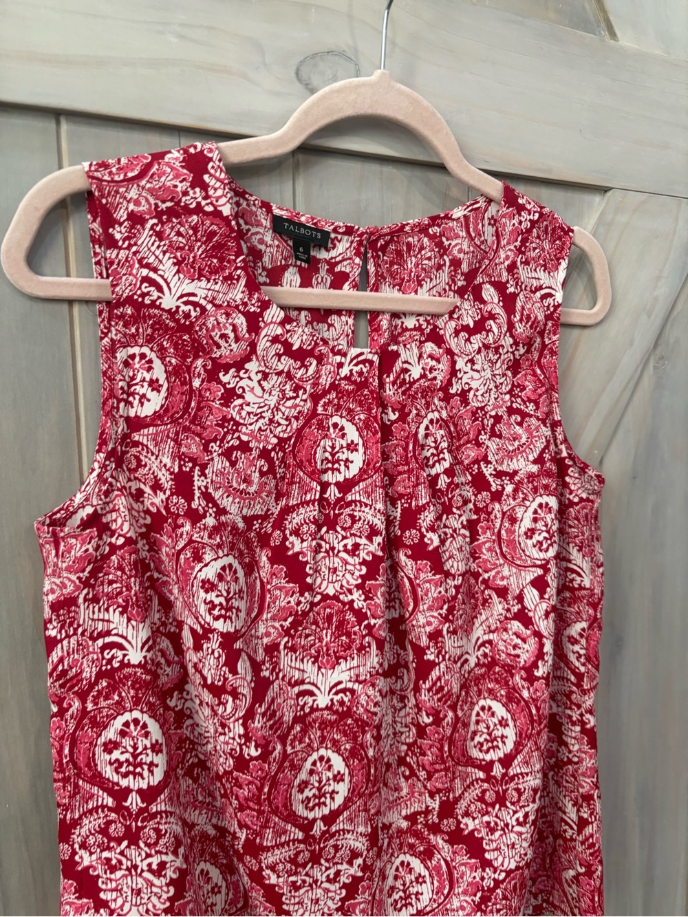 Talbots Red and Cream Printed Sleeveless Top - Picture 1 of 6